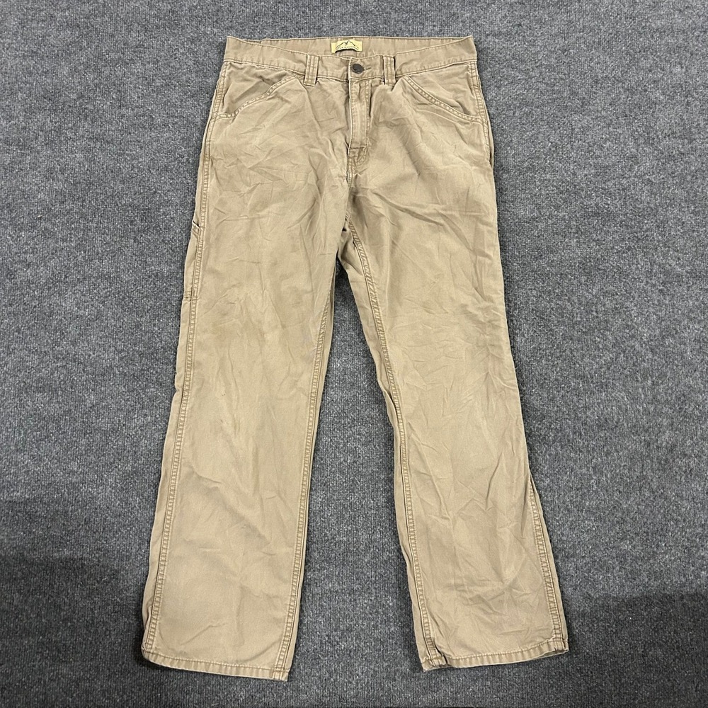 Blue Mountain Carpenter Pants Mens Size 34x32 Tan Canvas Utility Work Relaxed